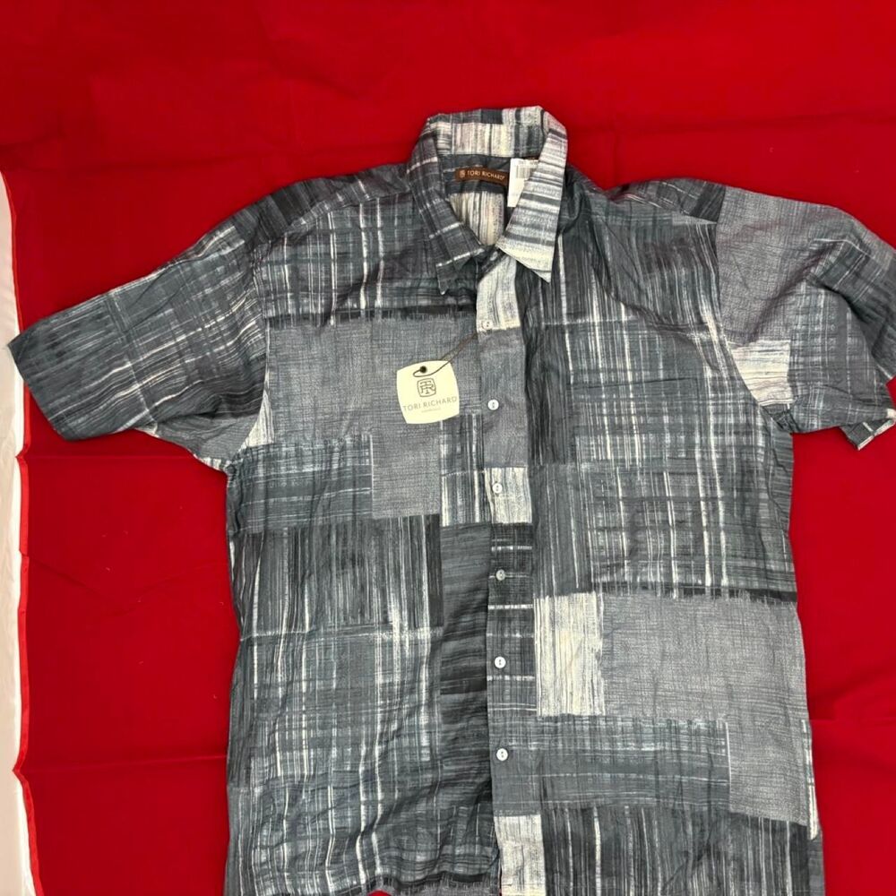 Tori-richard Men's Blue and Grey Shirt